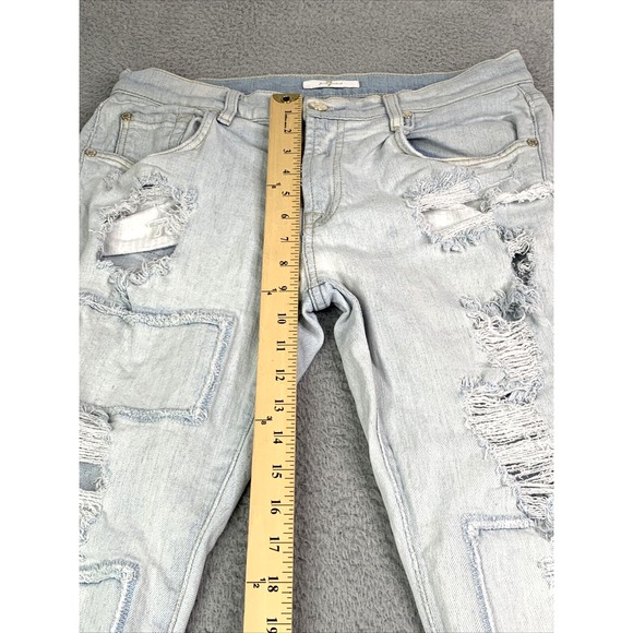 7 For All Mankind Jeans Womens  Size 28 Patchwork Blue Denim Distressed Jeans - Picture 2 of 10